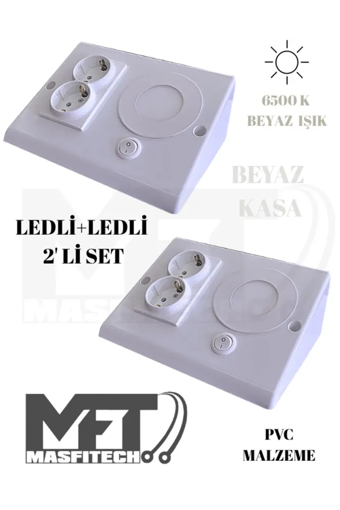 Dolap & Tezgah Altı Prizli Aydınlatma 3 Watt (BEYAZ İŞIK) 2 Adet