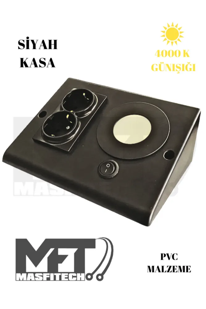 Dolap Ve Tezgah Altı Prizli Led Aydınlatma Siyah–3 Watt 4000k Günışığı |mutfak Için Şık Işık Ve Priz