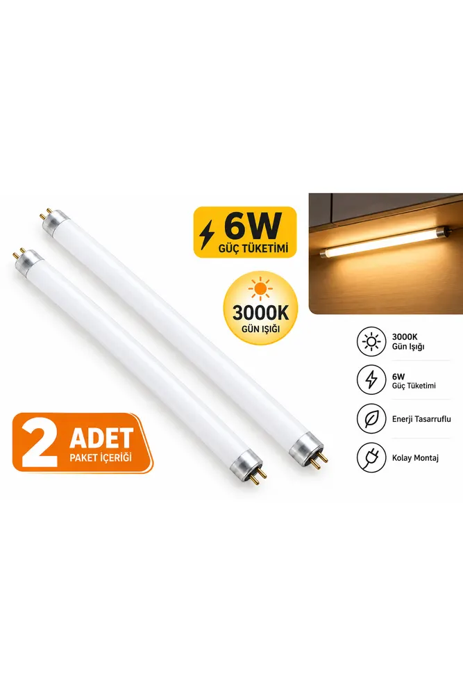 6W T5 Floresan Ampul GÜNIŞIĞI (2 Adet)
