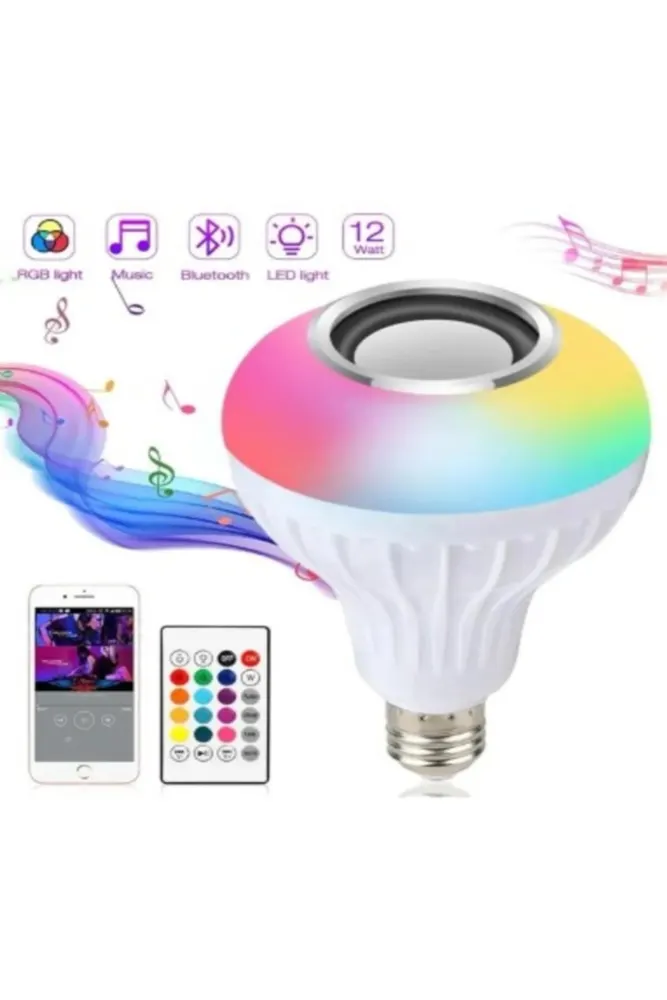 Uzaktan Kumandalı Gece Lambası Bluetooth Hoparlör Rgb Ampul Speaker Rgb Speaker Ampul