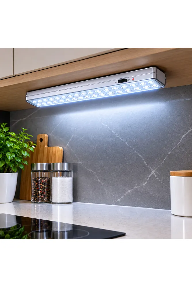 Şarjlı LED Acil Durum Lambası 30 LED 6500K Beyaz Işık 130 Lümen Askılı Taşınabilir Aydınlatma