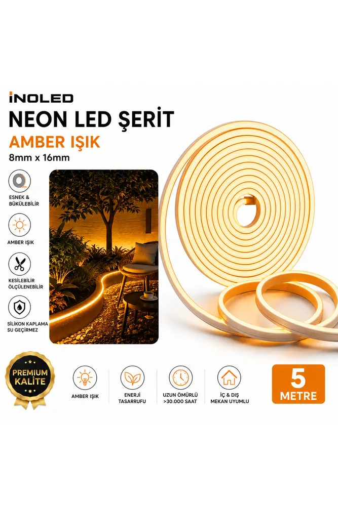 İnoled 4342 12v Dc Şerit Neon Led 5 Metre