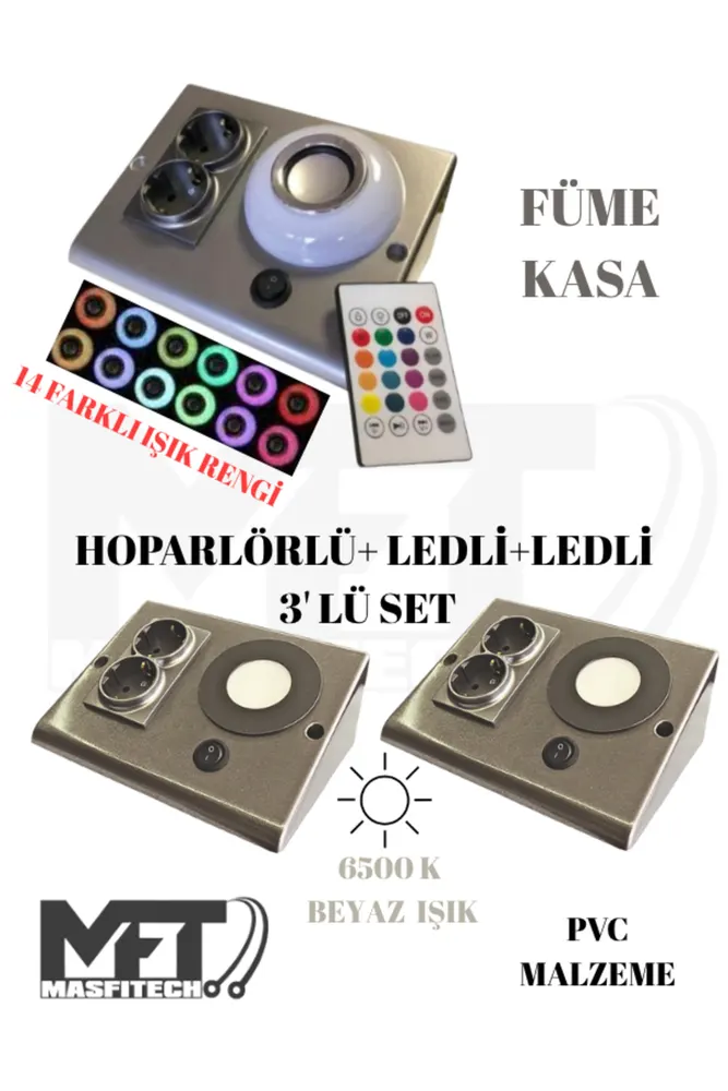 Dolap Ve Tezgah Altı Bluetooth Müzik Çalar Ve Ledli Prizmatik Venüs (3'LÜ SET) 6500k Beyaz Işık