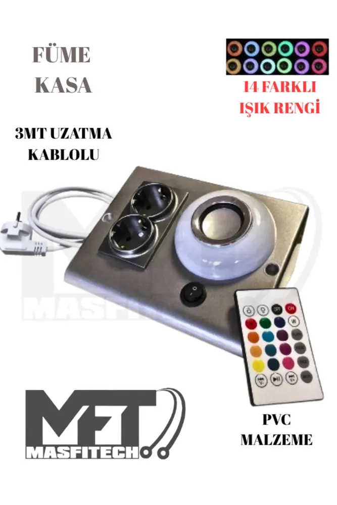 Dolap Ve Tezgah Altı Bluetooth Müzik Çalar Prizmatik Venüs Uzatma Kablolu (3 METRE KABLO) füme