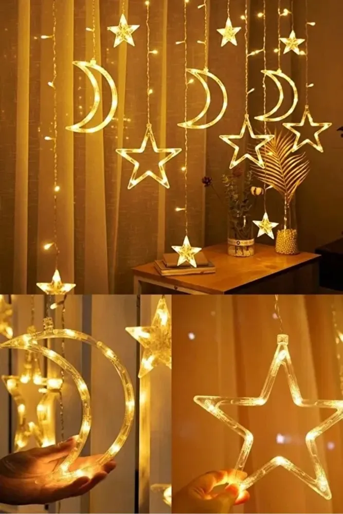 Led Işıklı Ay Yıldız Sarkıt Ramazan Süsü
