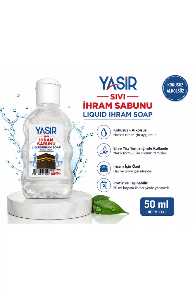 Sıvı İhram Sabunu 50 ml – Kokussuz Alkolsüz – Hac ve Umre İçin Özel