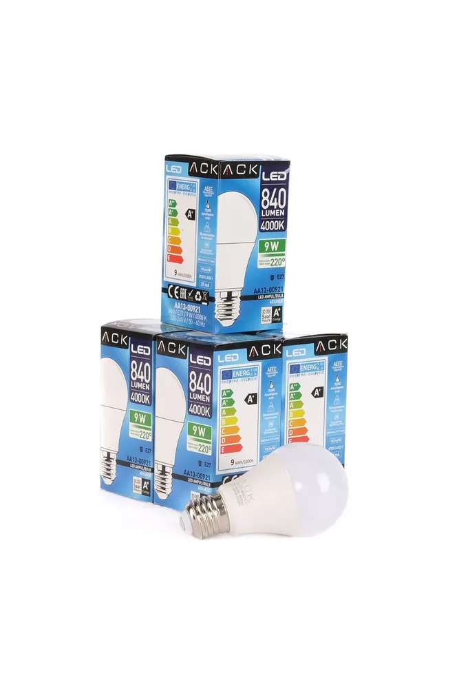9W LED Ampul 4000K Günışığı E27 5'li EKO PAKET