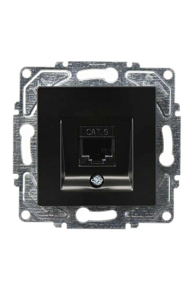 Eqona Metalik Siyah Tekli Data Prizi (RJ45 Cat6) Mekanizma