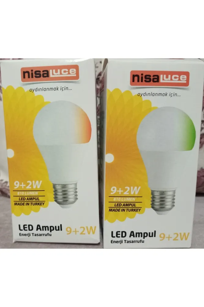 Renk Degiştiren Led Ampul 9w Beyaz 2w Kırmızı Gece Lambası Modu/ E27 Duy Ut369 (2 ADET)
