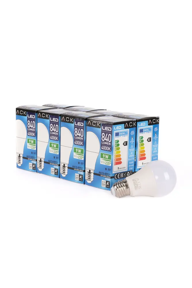 9w Led Ampul 4000k Ilık Beyaz E27 8'li Eko Paket
